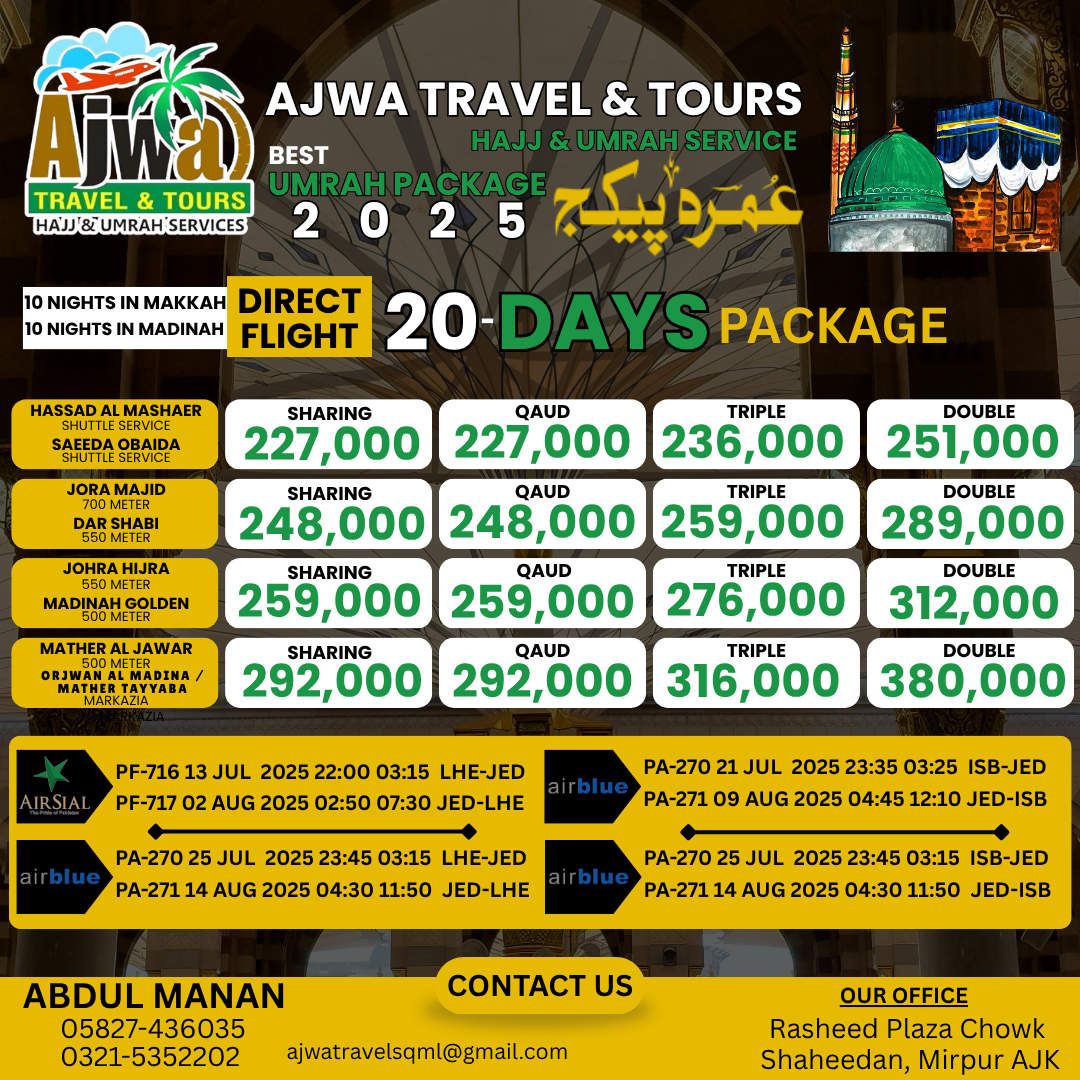 REASONABLE UMRAH PACKAGES AVAILABLE IN MUHARRAM UL HARAM 2025